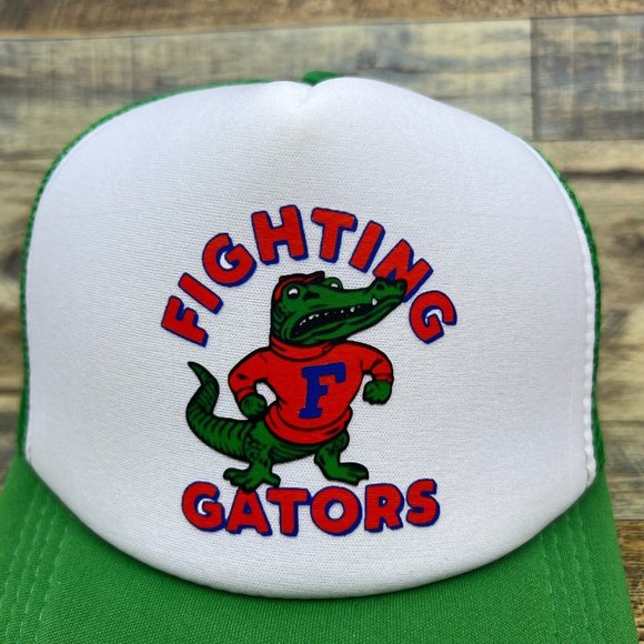 Florida Gators Mens Trucker Hat Green Snapback Vintage Logo Football Ball Cap - Picture 3 of 8